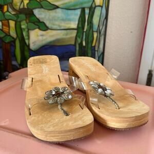 sketchers cork open toed platform heels sandals shoes